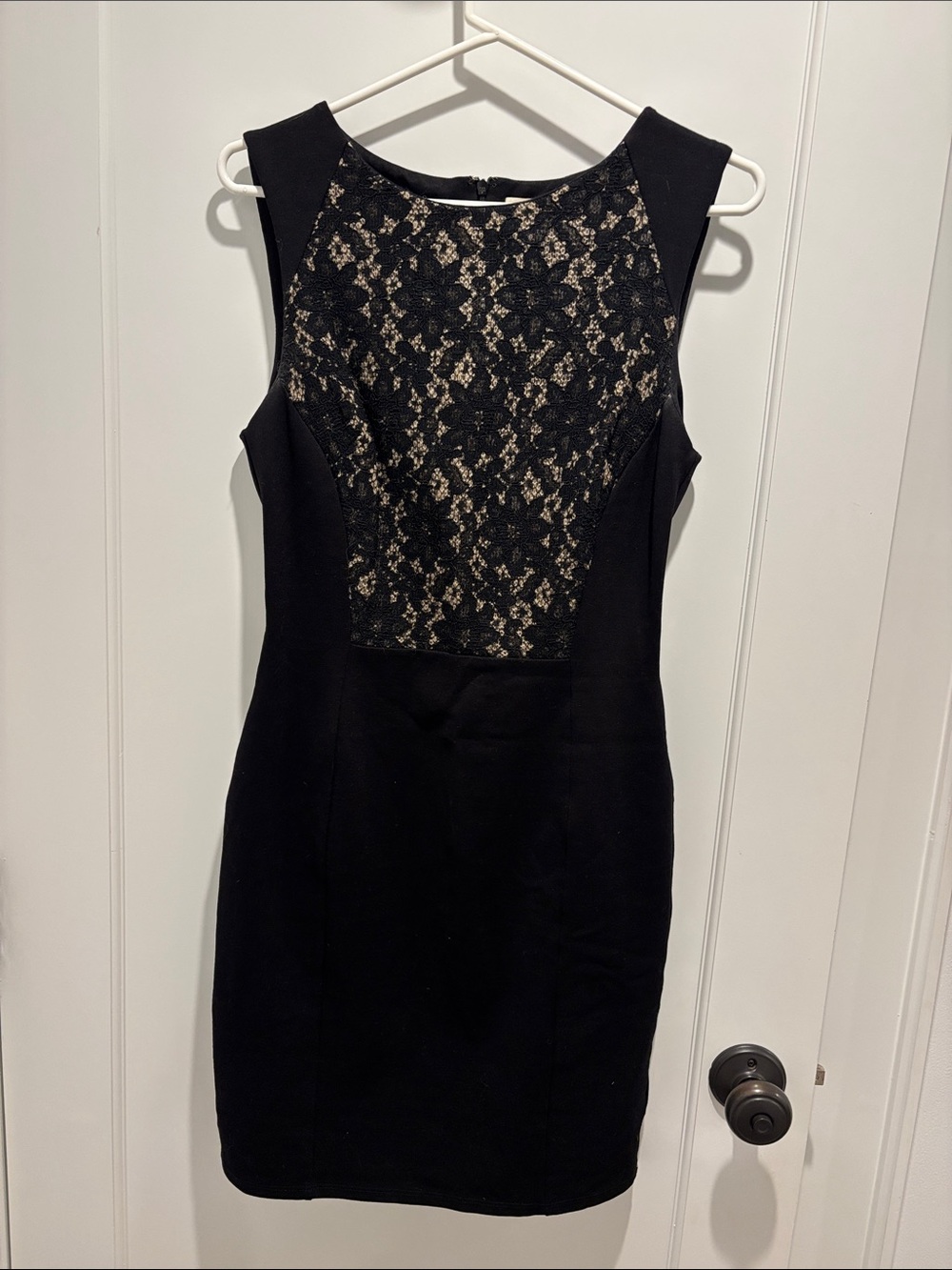 Black Lace-Front Sleeveless Mini Dress